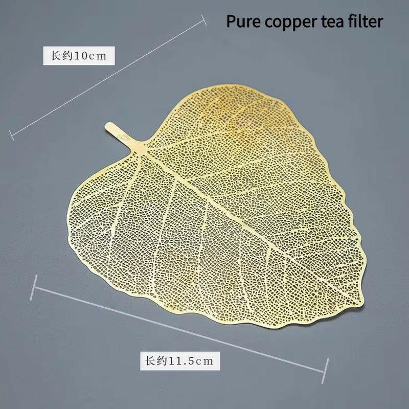 Tea Leakage Pure Copper Bodhi Leaf Tea Filter Screen Tea Filter Funnel Creative Kung Fu Tea Set Parts Tea Strainer