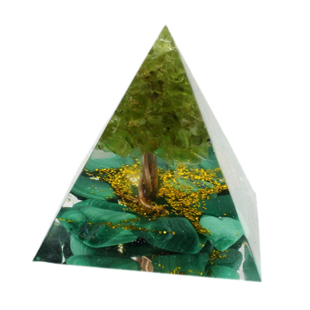 Natural Crystal Energy Orgonite Pyramid – Handmade EMF Protection & Healing Tool