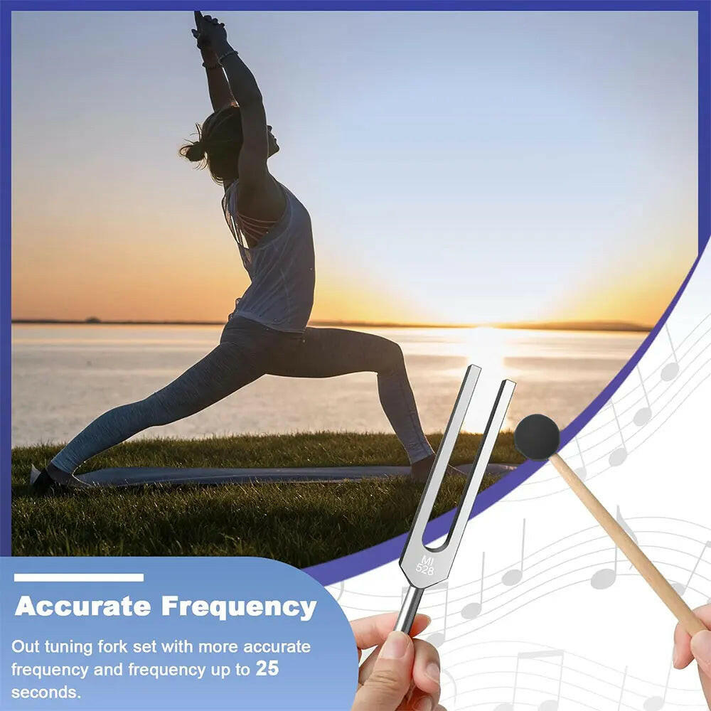528Hz Tuning Fork Aluminum Alloy Tuning Fork for Sound Healing Meditation with Velvet Bag Hammer & Cleaning Cloth