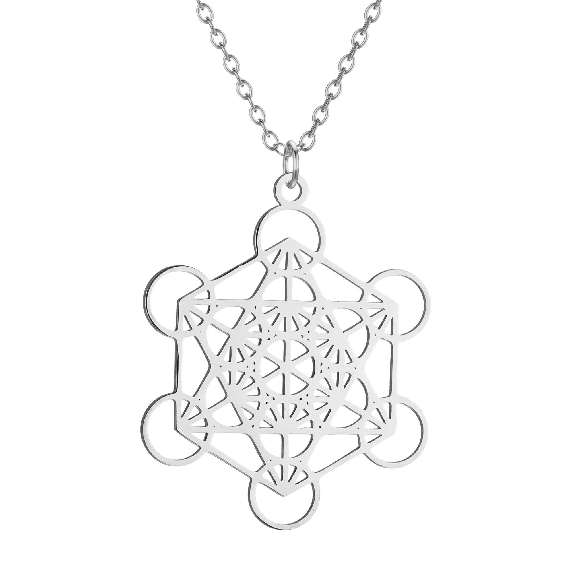 Kinitial Metatron Cube Pendant - Religiosus Symbol Necklace - Meditation Necklace Valentine'S Day Birthday Gift
