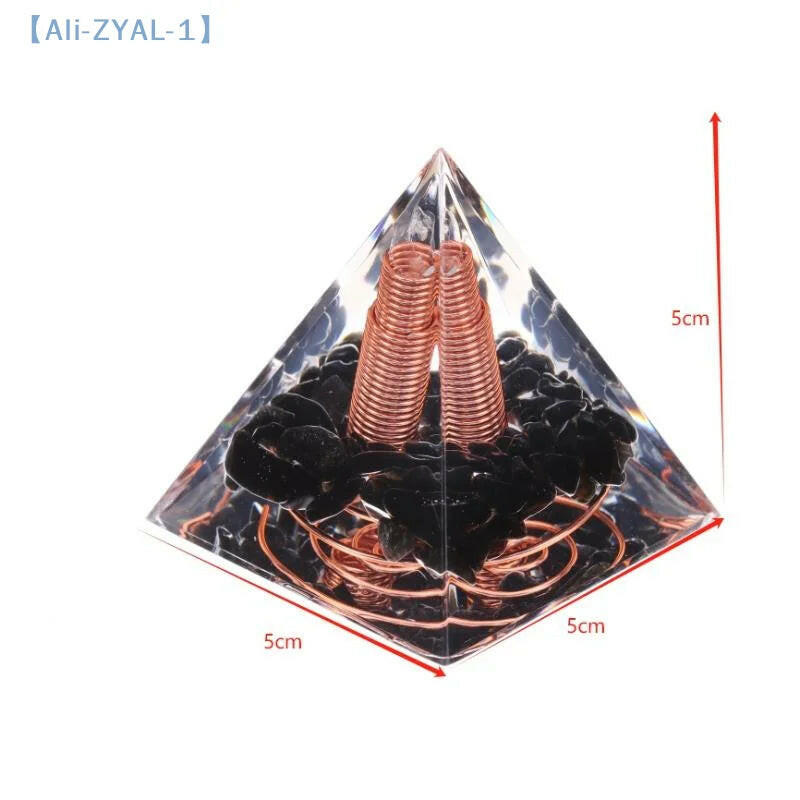 Energy Pyramid Orgonite with Natural Amethyst & Peridot – Reiki Chakra Meditation Tool