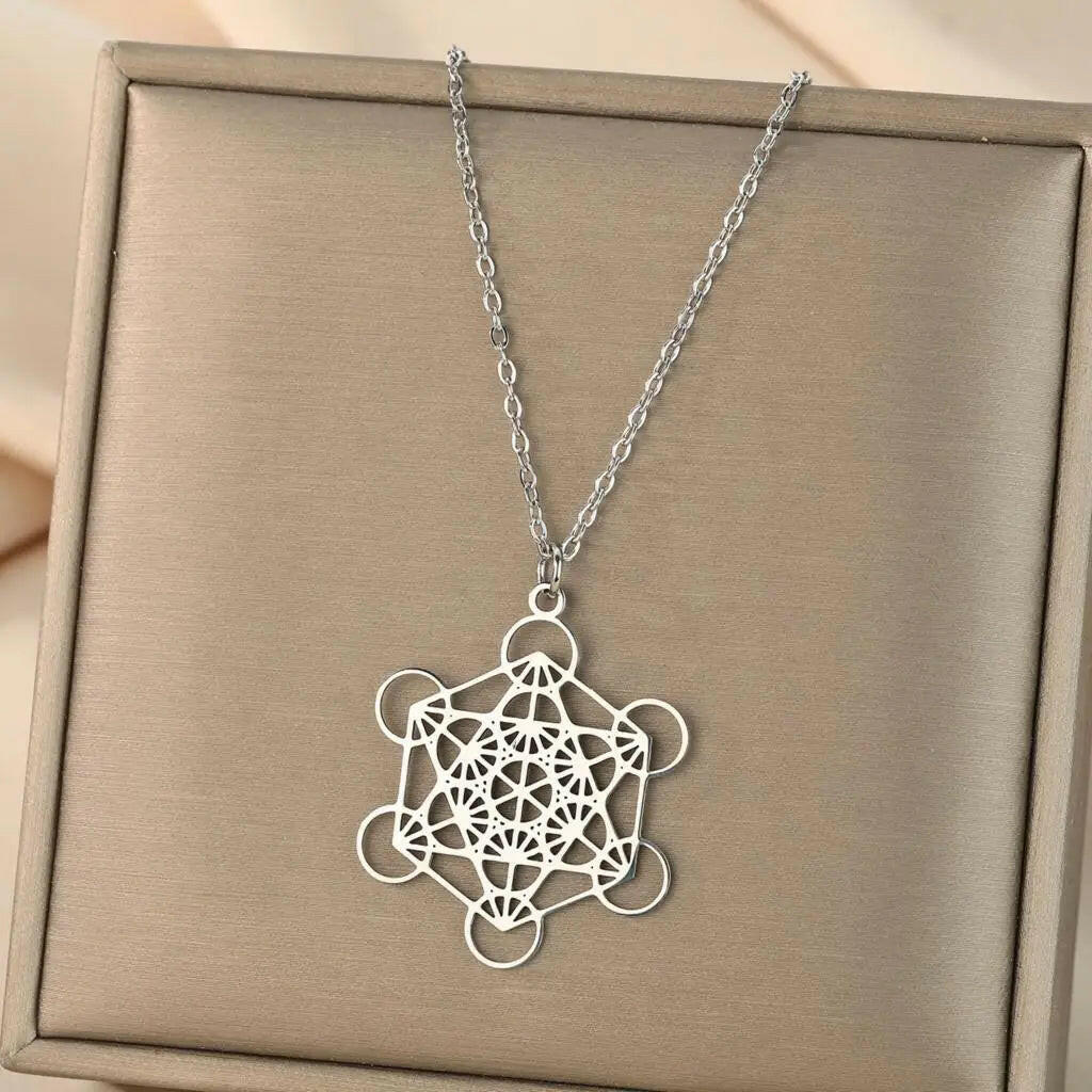 Kinitial Metatron Cube Pendant - Religiosus Symbol Necklace - Meditation Necklace Valentine'S Day Birthday Gift