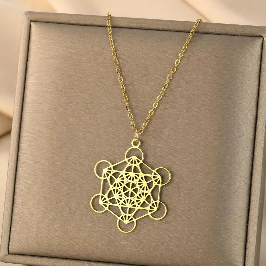 Kinitial Metatron Cube Pendant - Religiosus Symbol Necklace - Meditation Necklace Valentine'S Day Birthday Gift