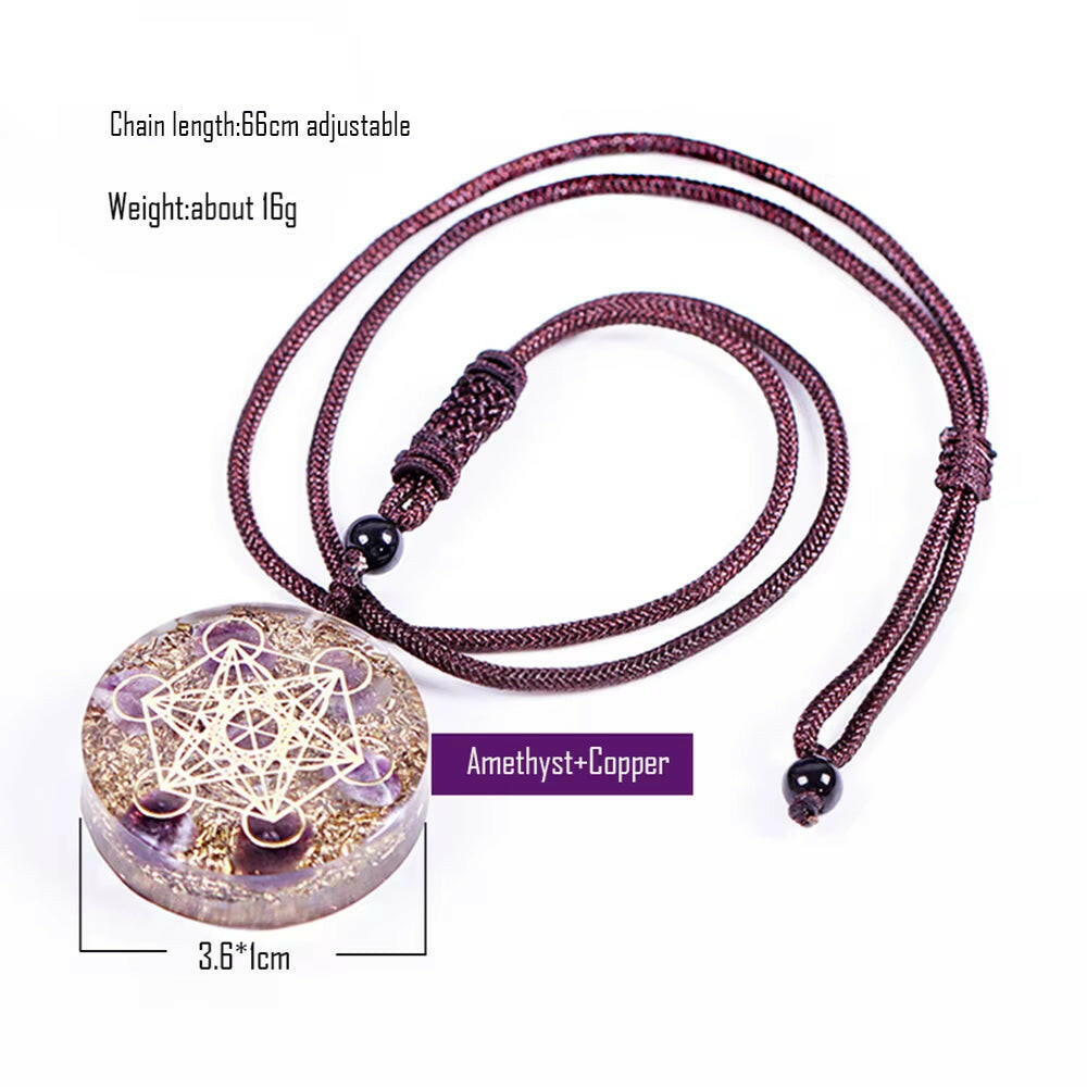 Orgonite Necklace Metatron Cube Resin Pendant Cosmic Energy Center Sign Pendant Necklace Magic Hexagram Choker Jewelry