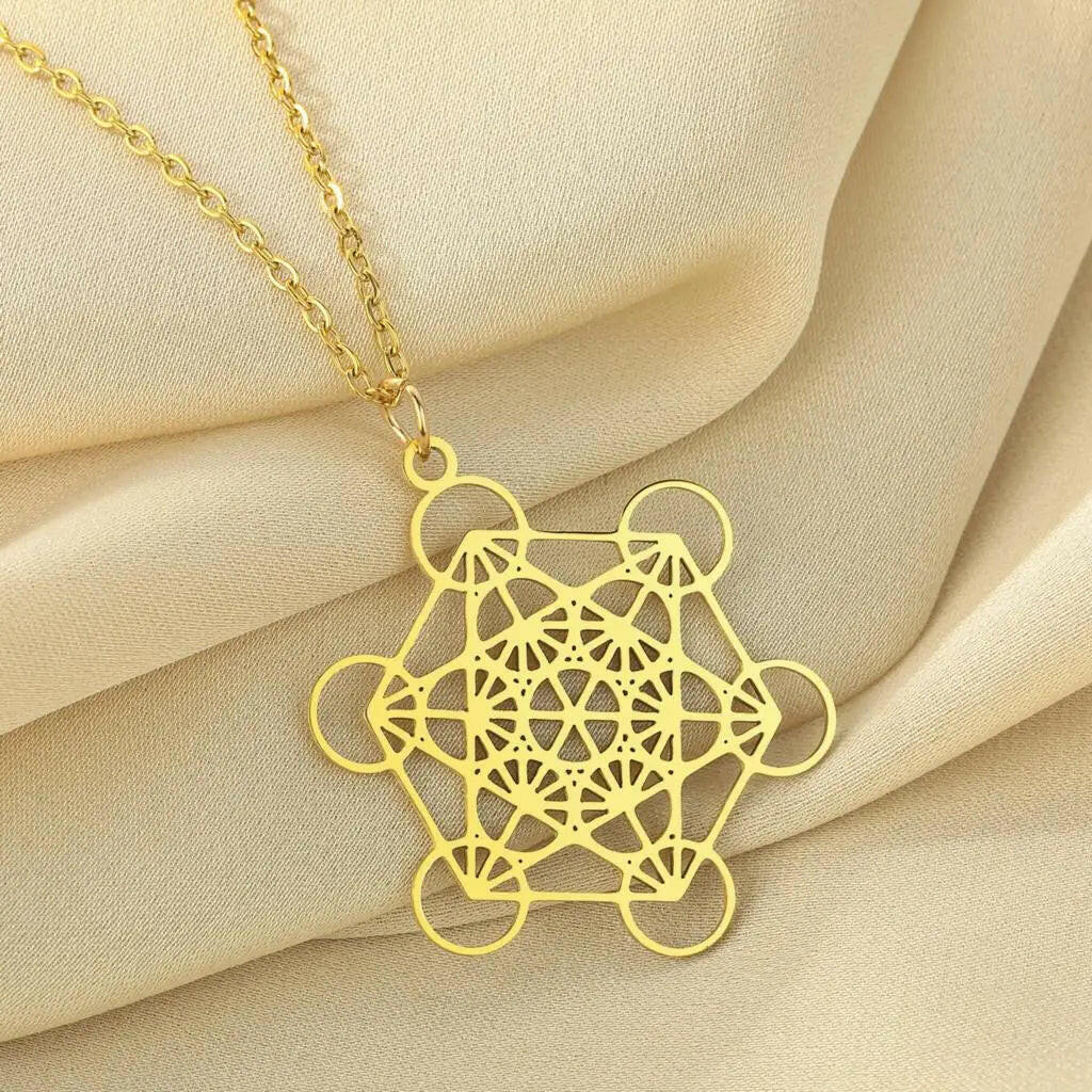 Kinitial Metatron Cube Pendant - Religiosus Symbol Necklace - Meditation Necklace Valentine'S Day Birthday Gift