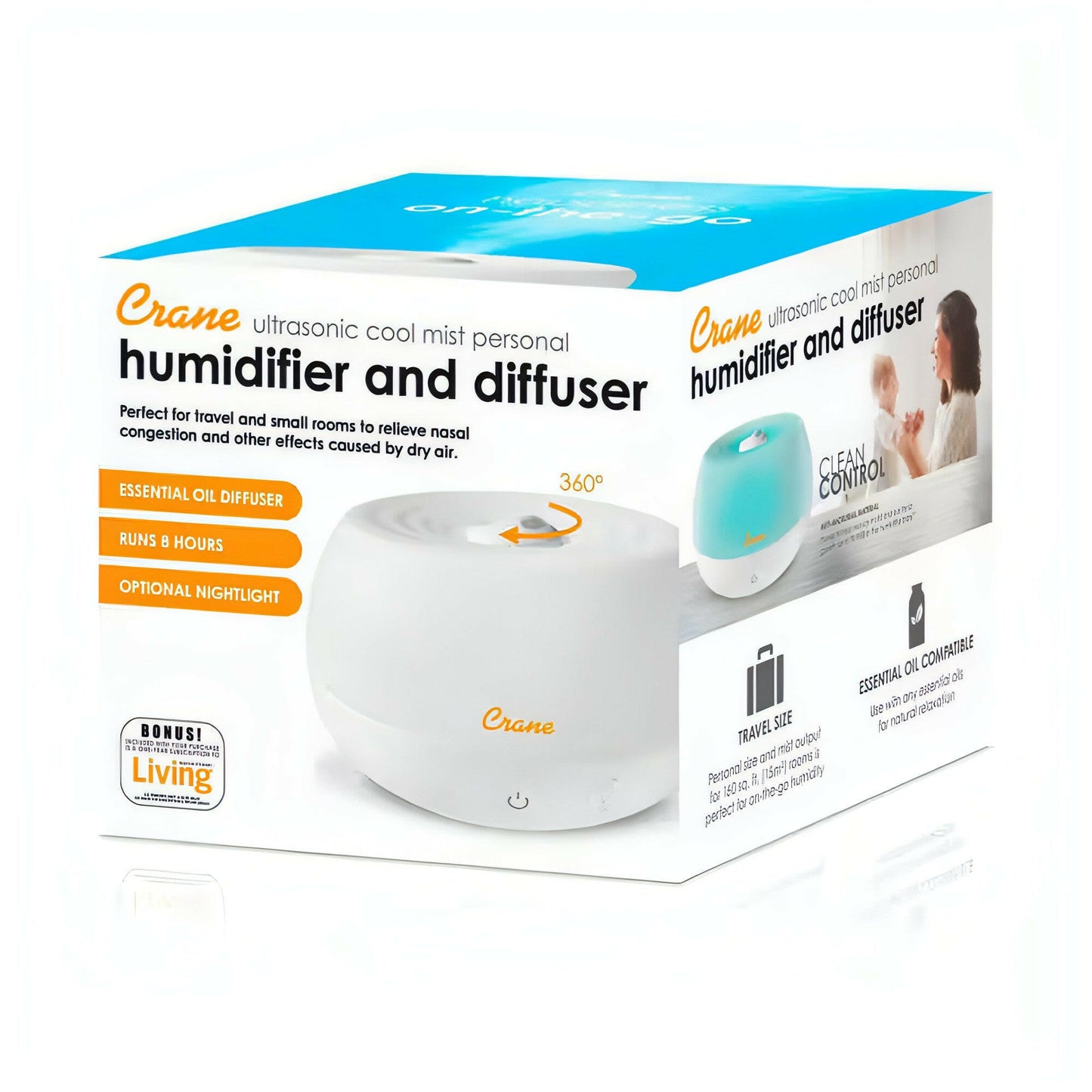 0.2 Gal. 2-In-1 Ultrasonic Cool Mist Humidifer & Aroma Diffuser for Small Rooms up to 160 Sq. Ft.