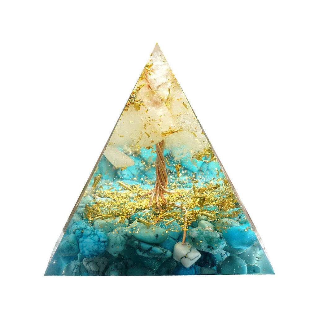Natural Crystal Energy Orgonite Pyramid – Handmade EMF Protection & Healing Tool