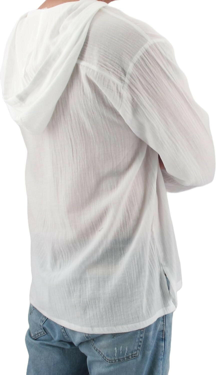 Men'S Hoodie Hippie Shirts Beach 100% Soft Cotton Top Yoga Shirt Boho