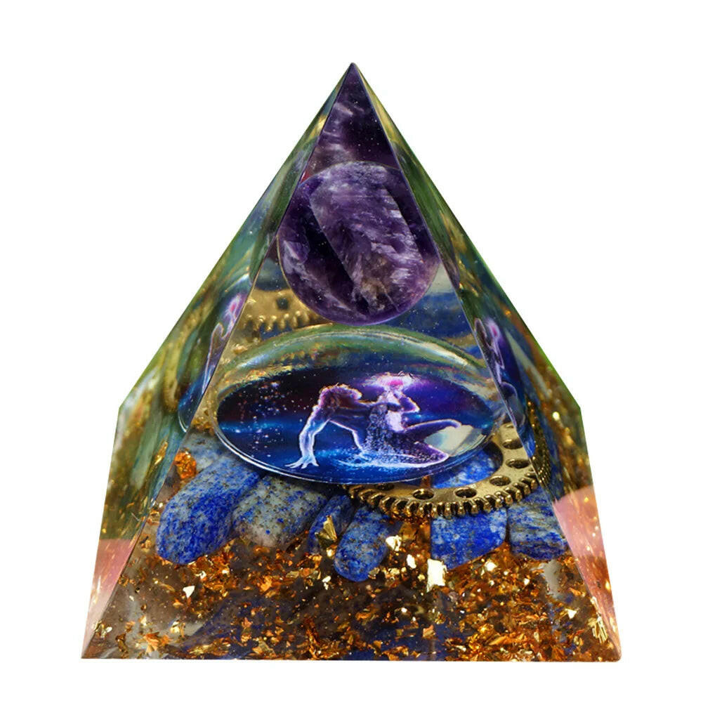 Natural Crystal Energy Orgonite Pyramid – Handmade EMF Protection & Healing Tool