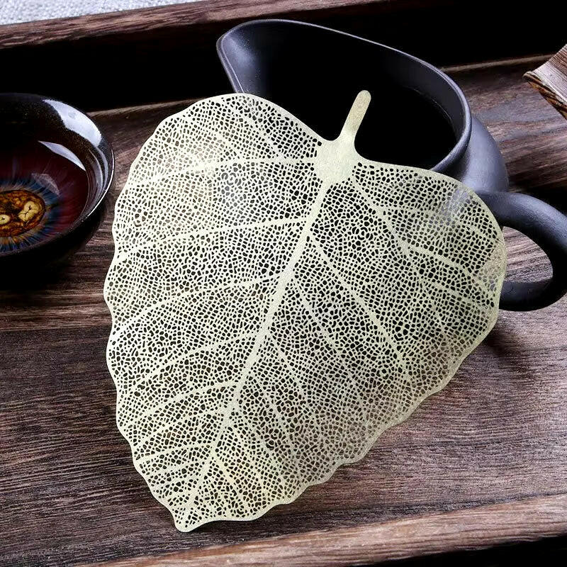Tea Leakage Pure Copper Bodhi Leaf Tea Filter Screen Tea Filter Funnel Creative Kung Fu Tea Set Parts Tea Strainer