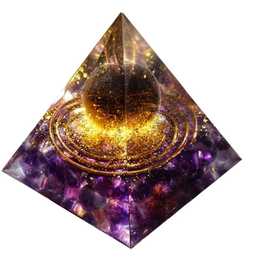 Natural Crystal Energy Orgonite Pyramid – Handmade EMF Protection & Healing Tool