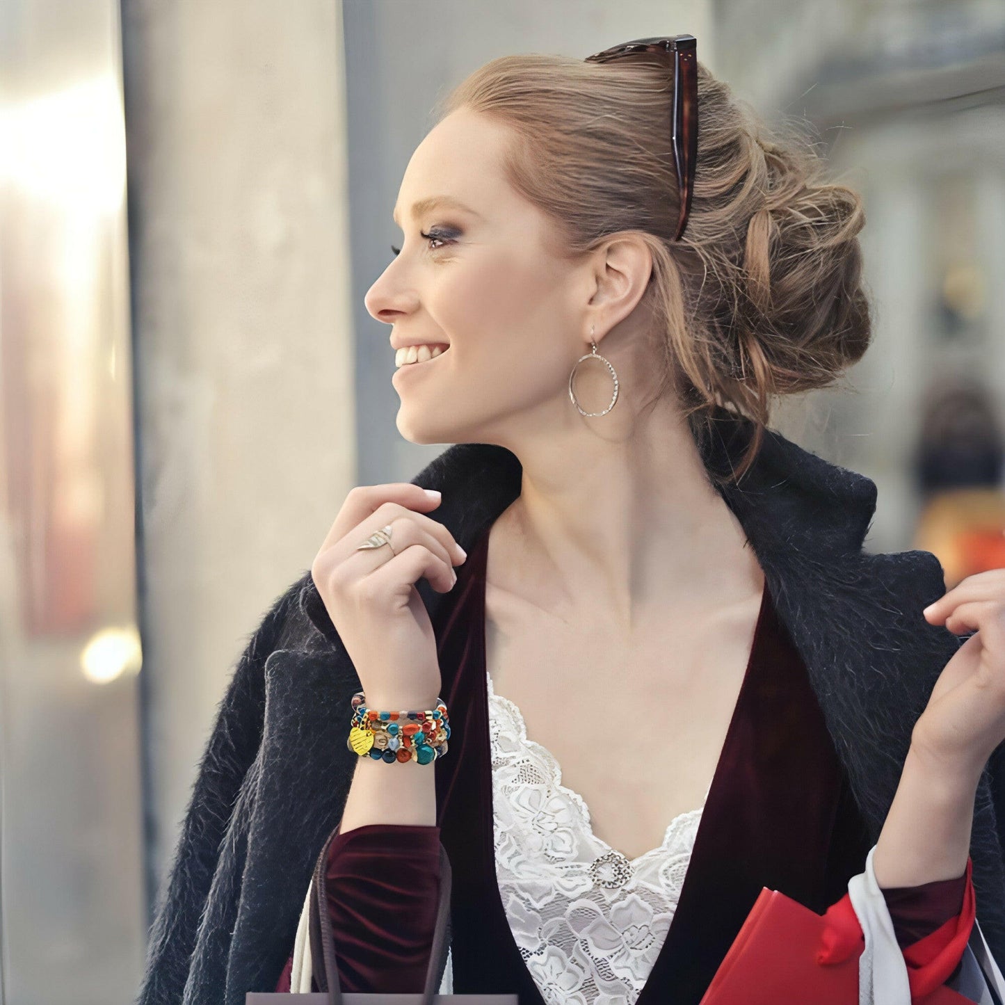 Bohemian Bracelet Sets for Women - 6 Sets Stackable Stretch Bracelets Multi-Color Boho Jewelry for Women Hippie Bracelets Dainty Jewelry