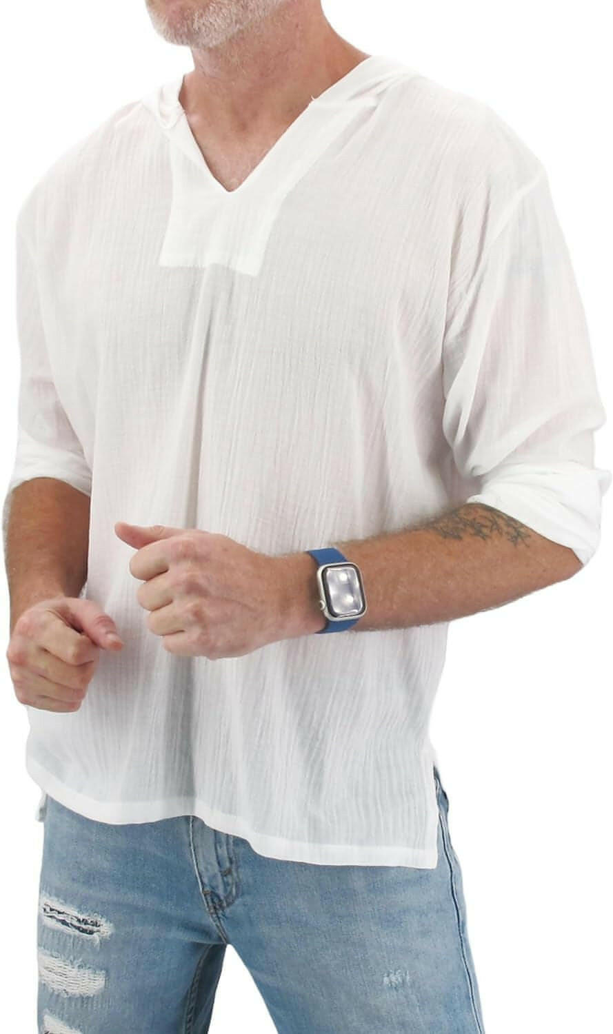 Men'S Hoodie Hippie Shirts Beach 100% Soft Cotton Top Yoga Shirt Boho