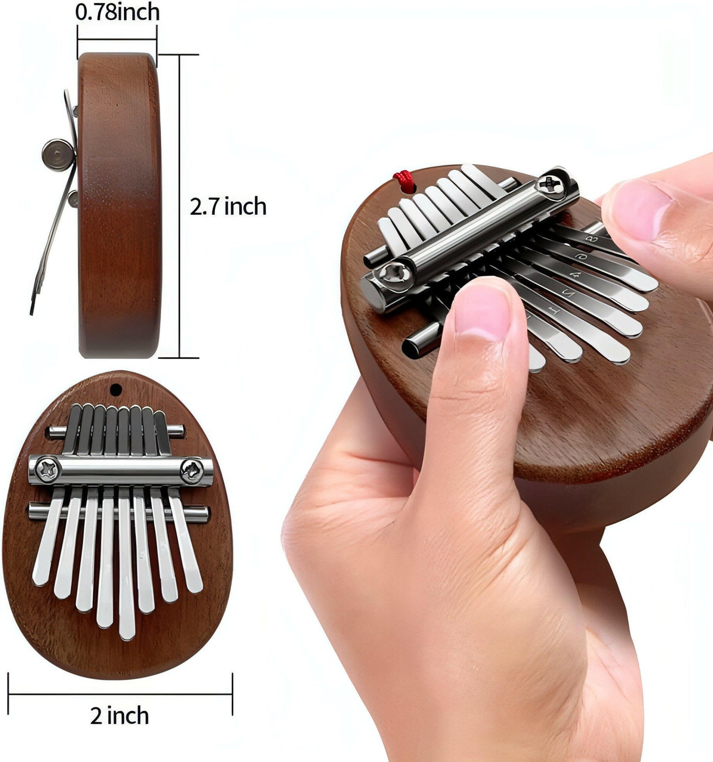 Kalimba Thumb Piano 8 Keys - Portable Mini Size Finger Piano Marimba Musical Instruments Solid Wood Mibra Gift for Kids and Piano Beginners Professional (Mini Size)