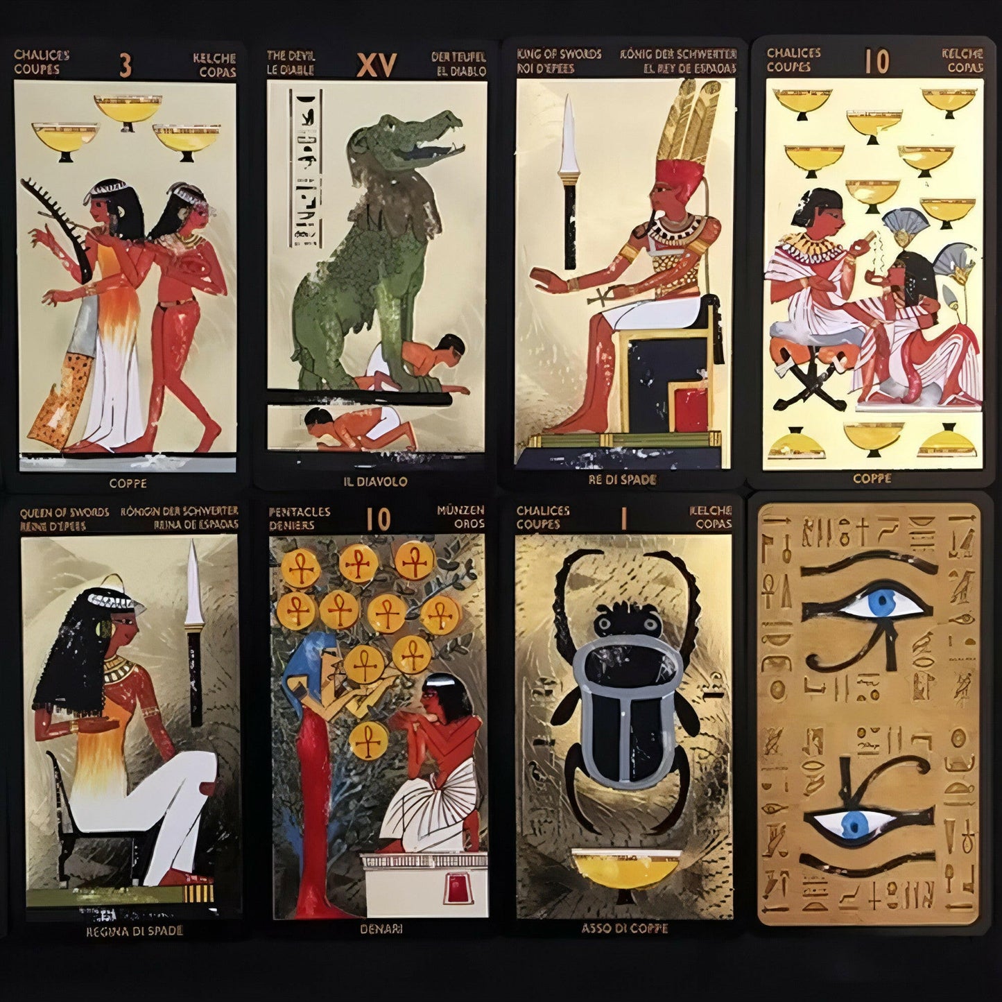 Tarot Nefertari (Multilingual Edition) 78 Pcs Egyptian Themed Tarot Cards 10.3*6Cm