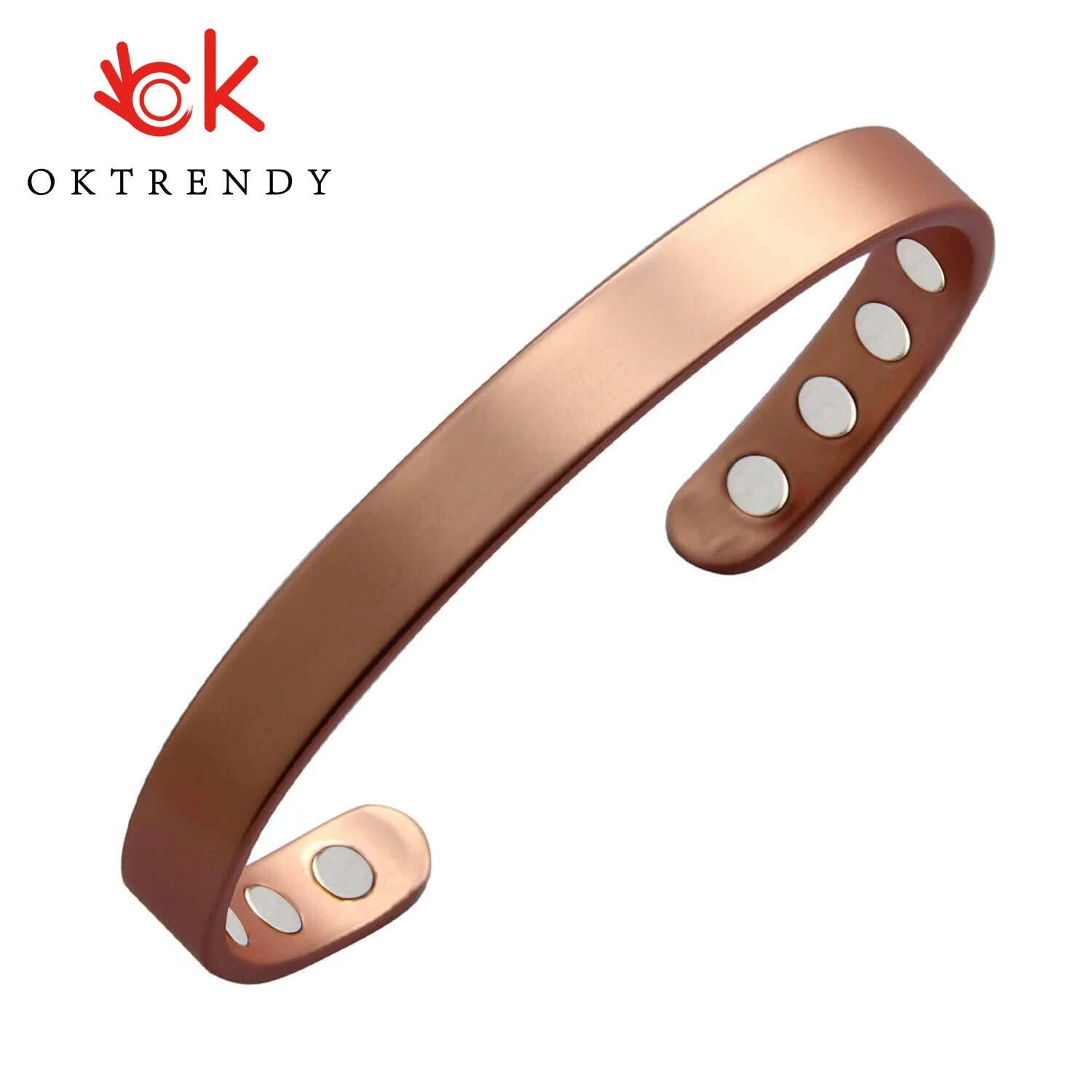 Women Magnetic Copper Bracelet Healing Bio Therapy Arthritis Pain Relief Bangle Cuff Magnetic Therapy Bracelet 8 Pcs Magnet