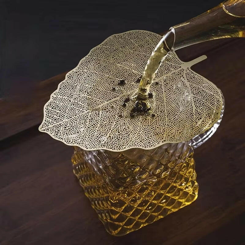 Tea Leakage Pure Copper Bodhi Leaf Tea Filter Screen Tea Filter Funnel Creative Kung Fu Tea Set Parts Tea Strainer