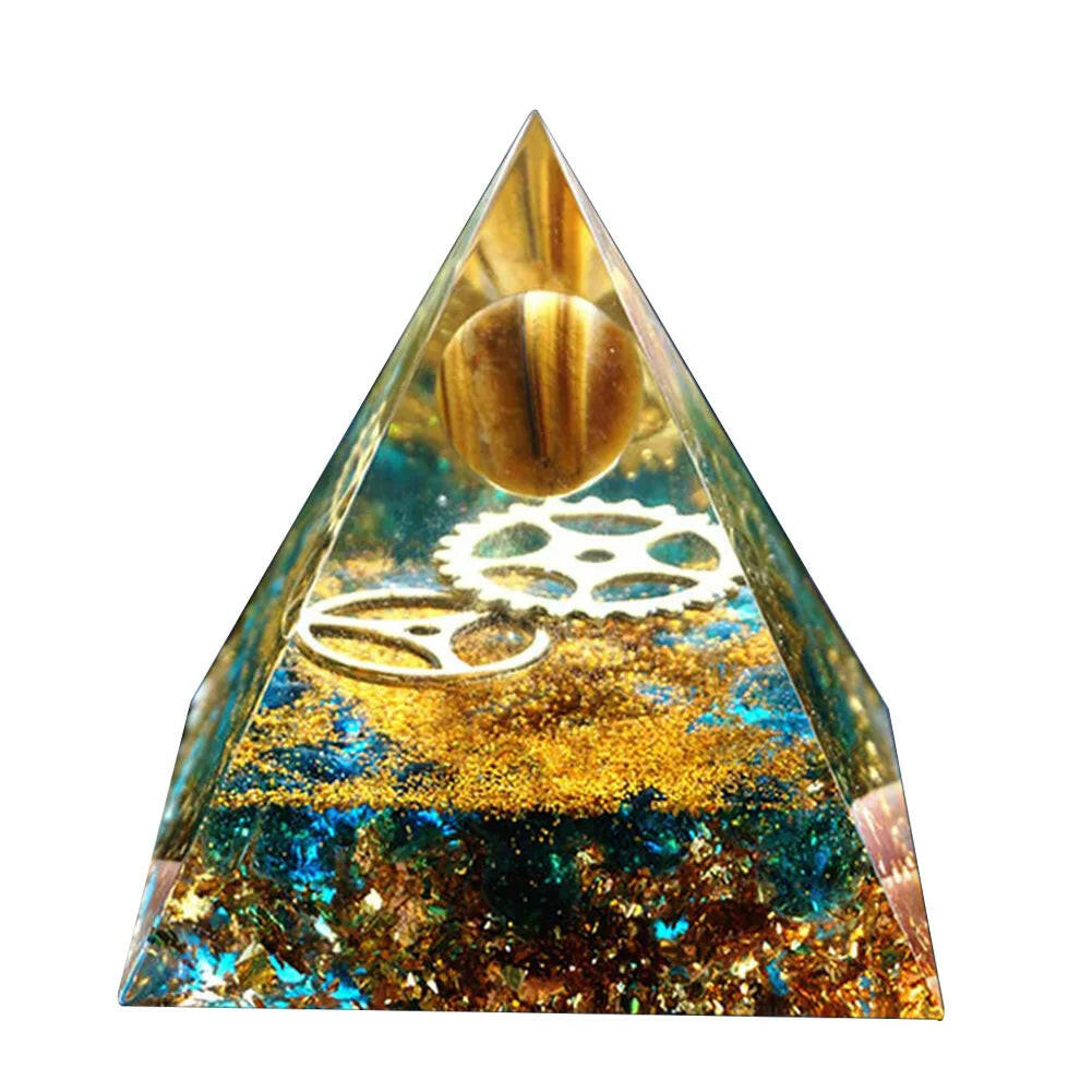 Natural Crystal Energy Orgonite Pyramid – Handmade EMF Protection & Healing Tool