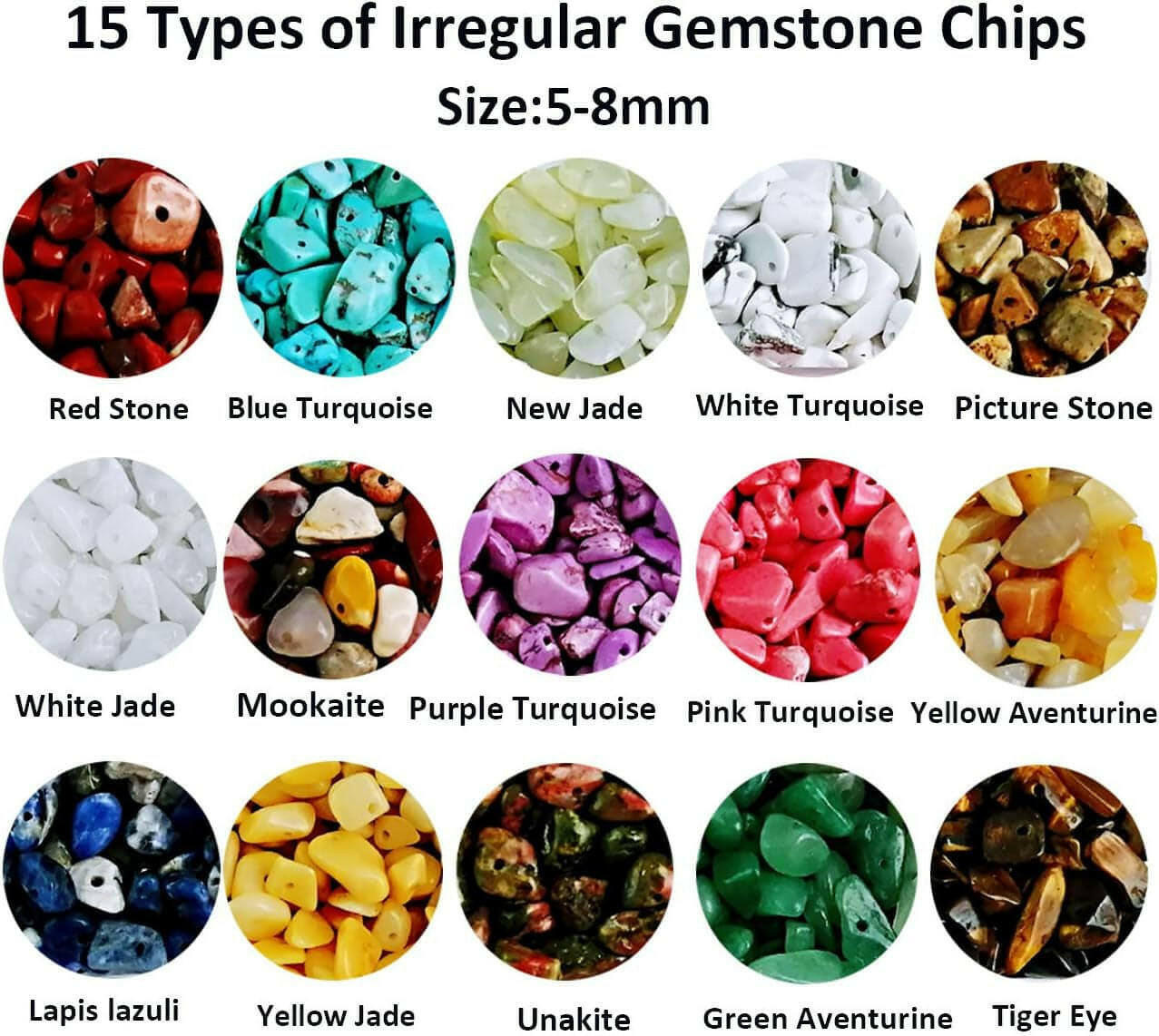 Gemstone Beads Natural Irregular Shaped Stone Chips Crystal Energy Healing Power for Jewelry Making(15-1)