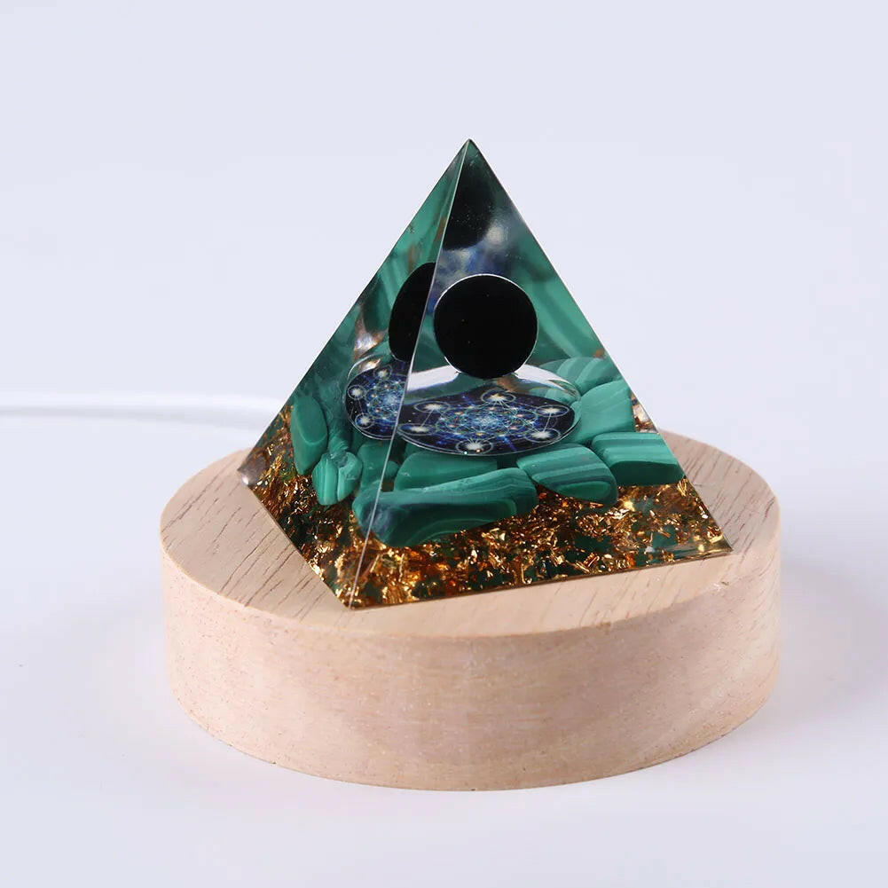 Natural Tiger Eye Orgonite Pyramid Crystals Energy Reiki Lucky Wealth Stone Crafts 