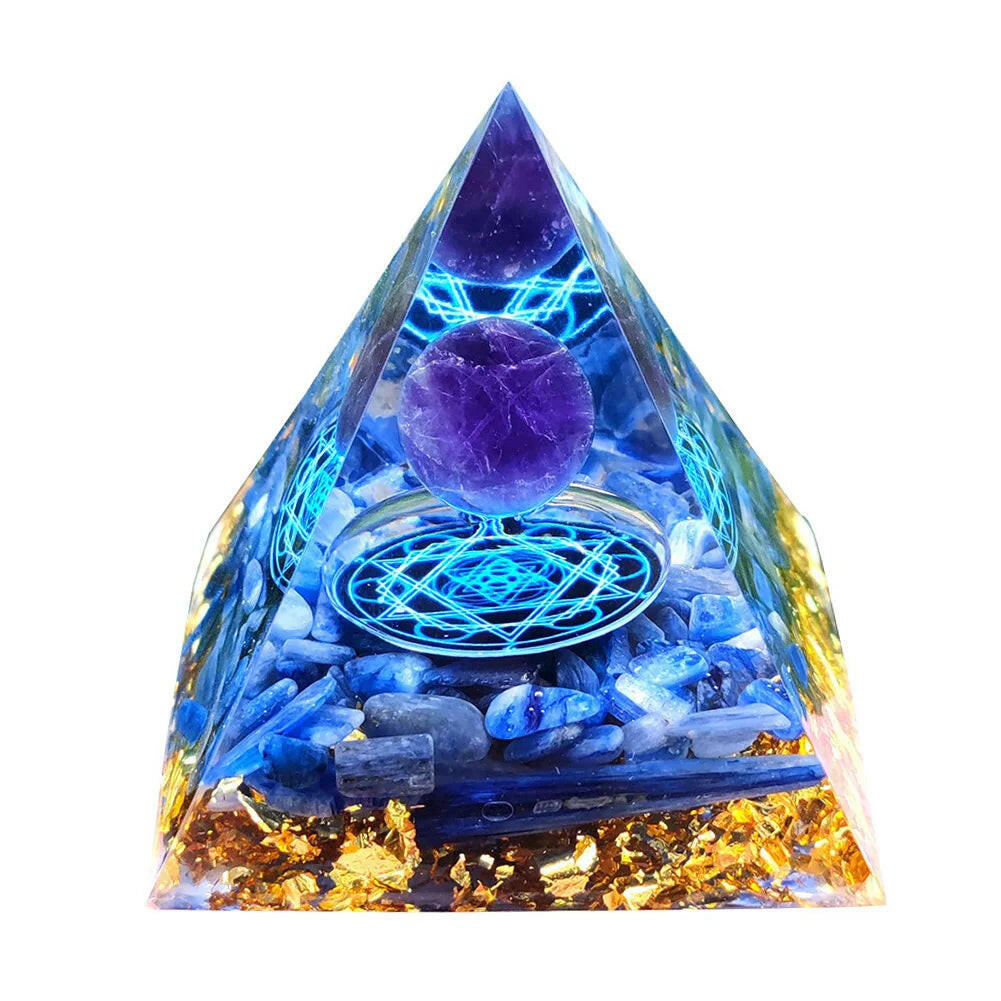 Natural Tiger Eye Orgonite Pyramid Crystals Energy Reiki Lucky Wealth Stone Crafts 