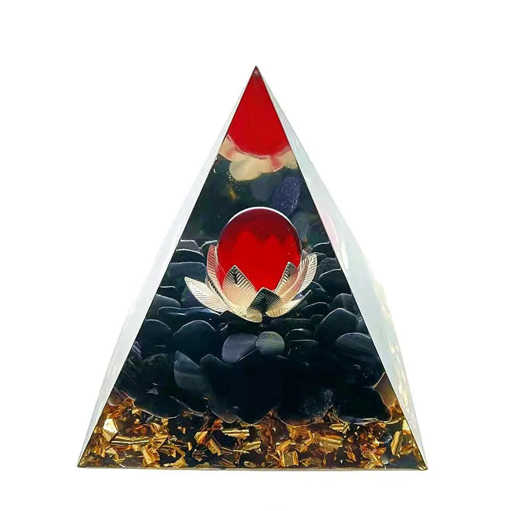 Natural Crystal Energy Orgonite Pyramid – Handmade EMF Protection & Healing Tool