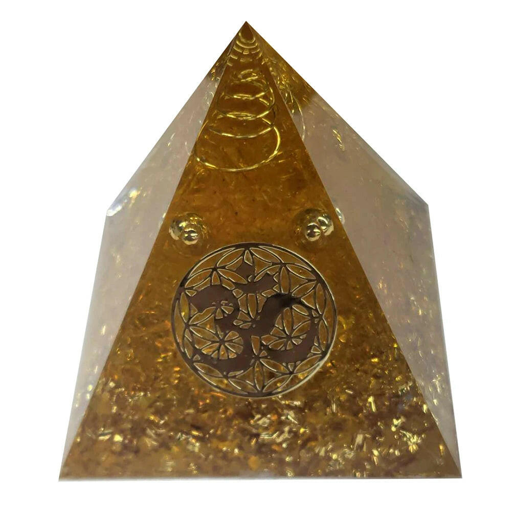 Natural Crystal Energy Orgonite Pyramid – Handmade EMF Protection & Healing Tool