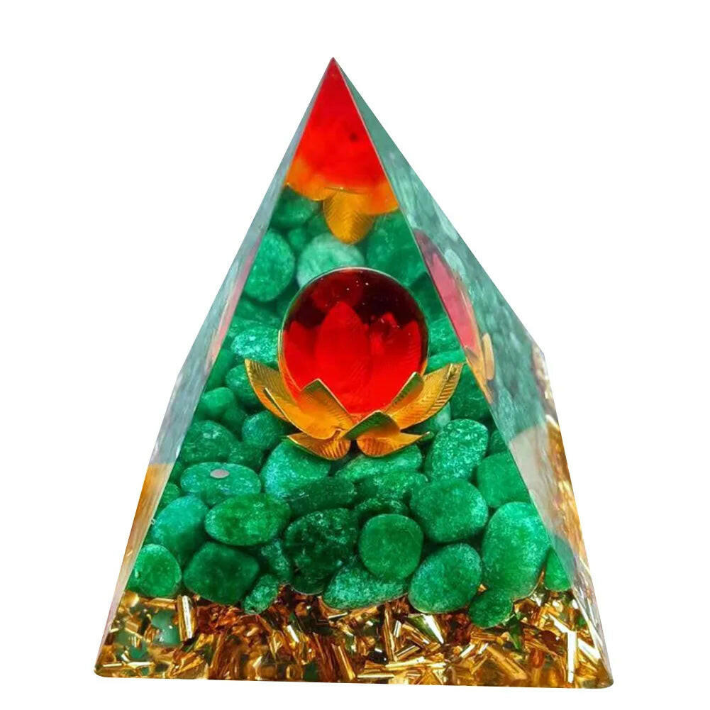 Natural Crystal Energy Orgonite Pyramid – Handmade EMF Protection & Healing Tool
