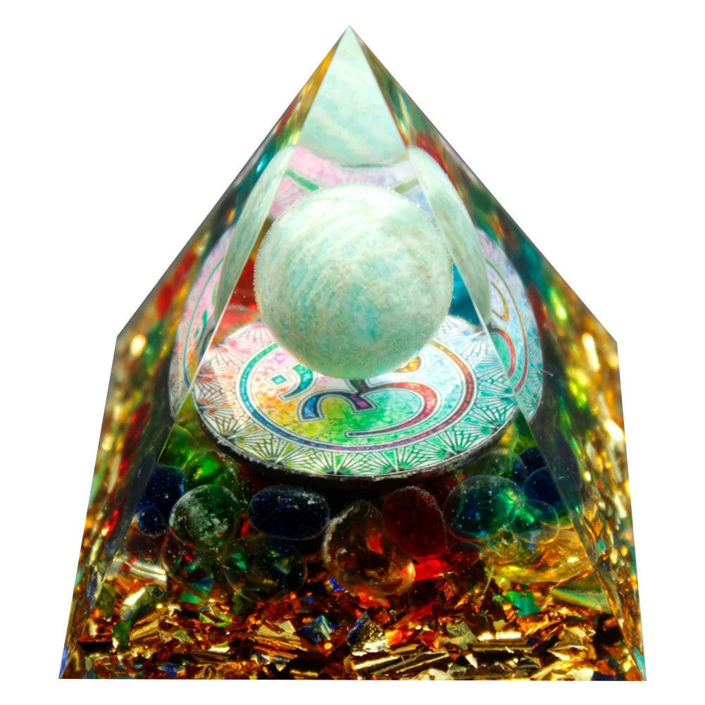Natural Crystal Energy Orgonite Pyramid – Handmade EMF Protection & Healing Tool