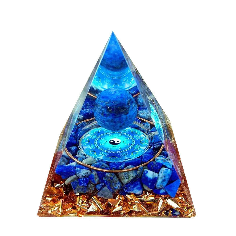 Natural Crystal Energy Orgonite Pyramid – Handmade EMF Protection & Healing Tool