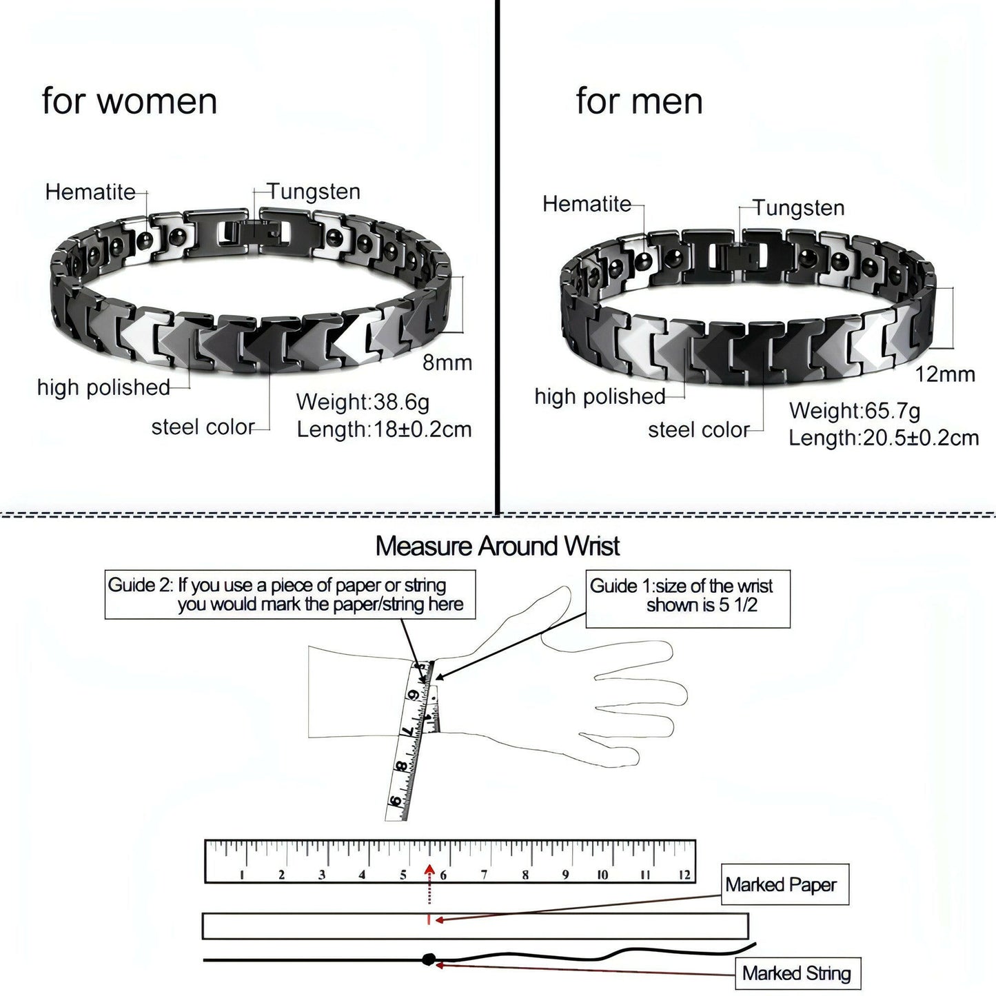 Tungsten Magnetic Bracelet for Women Men Arrow Couple Tungsten Bracelet Men Chain Health Energy Hematite Bracelet anti Scratch