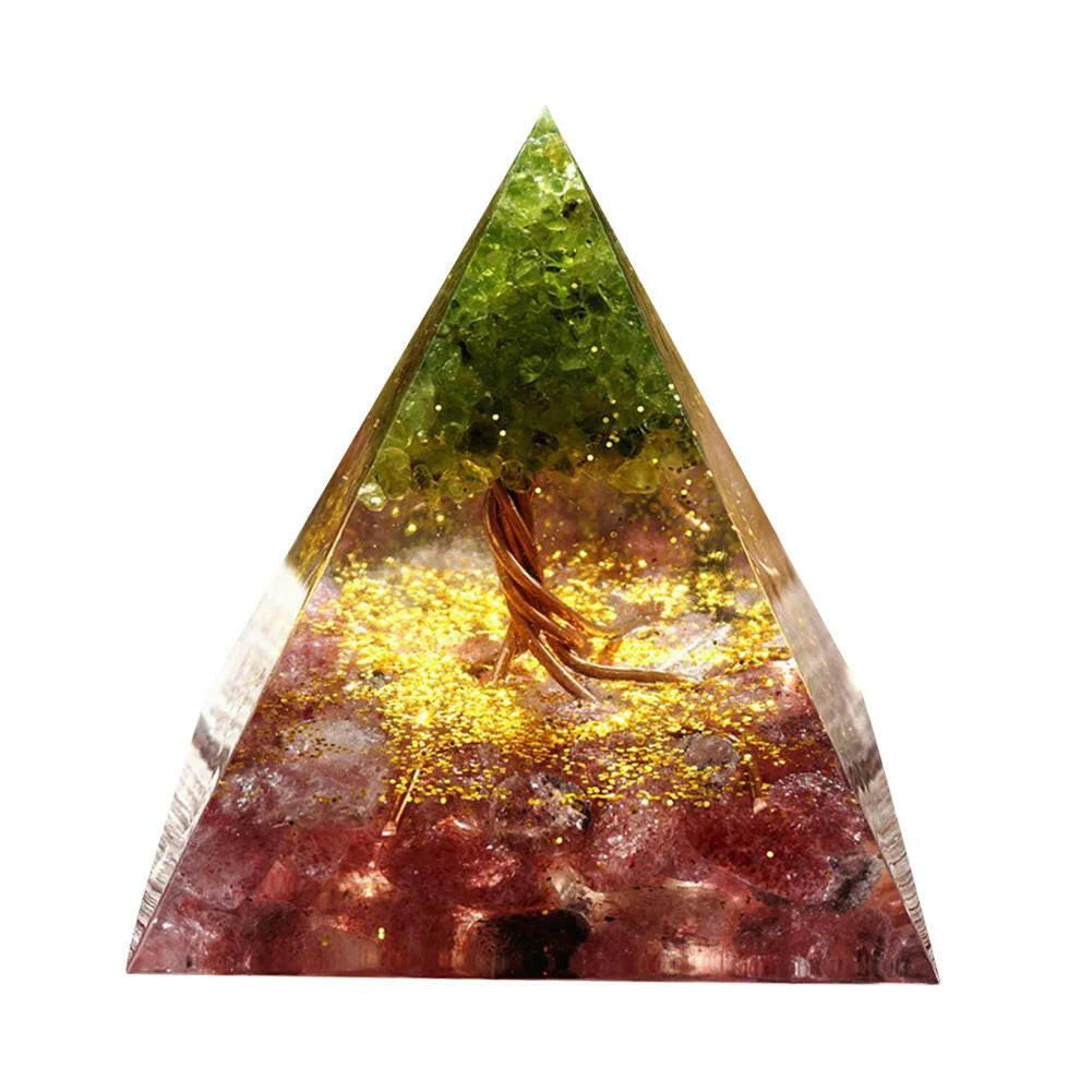 Natural Crystal Energy Orgonite Pyramid – Handmade EMF Protection & Healing Tool