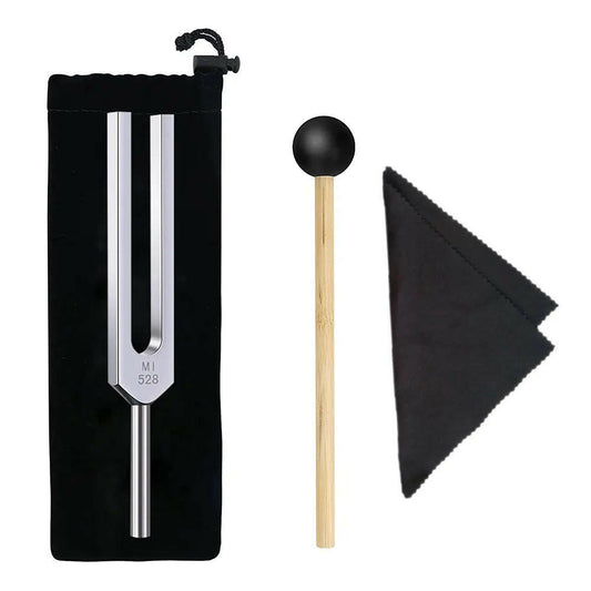 528Hz Tuning Fork Aluminum Alloy Tuning Fork for Sound Healing Meditation with Velvet Bag Hammer & Cleaning Cloth