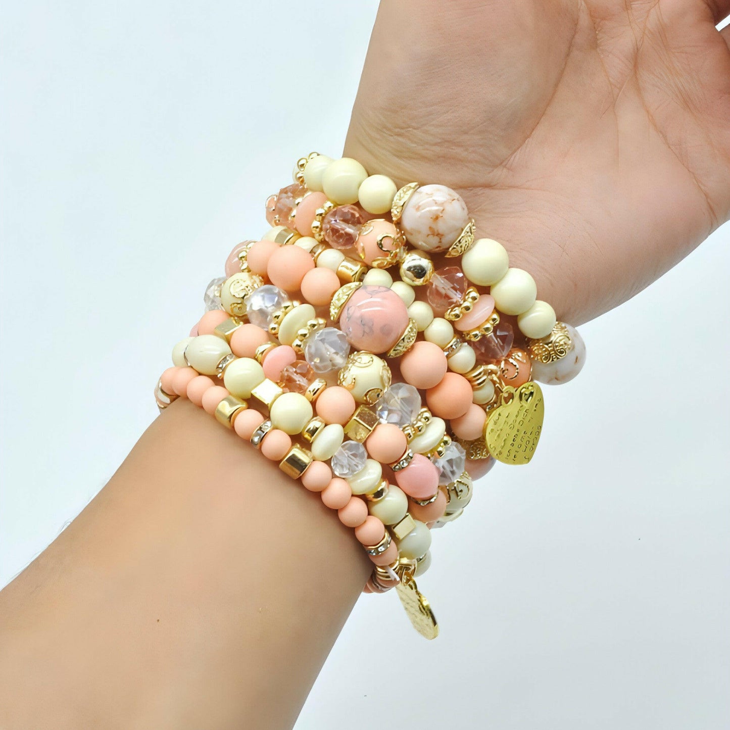Bohemian Bracelet Sets for Women - 6 Sets Stackable Stretch Bracelets Multi-Color Boho Jewelry for Women Hippie Bracelets Dainty Jewelry