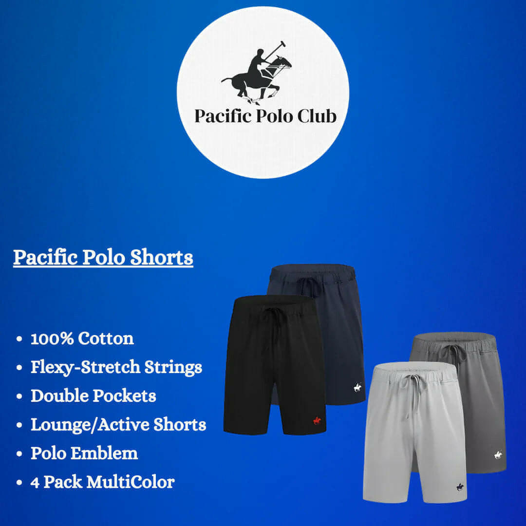 Men'S Shorts Lounge Casual 4 Pack by Pacific Polo Club