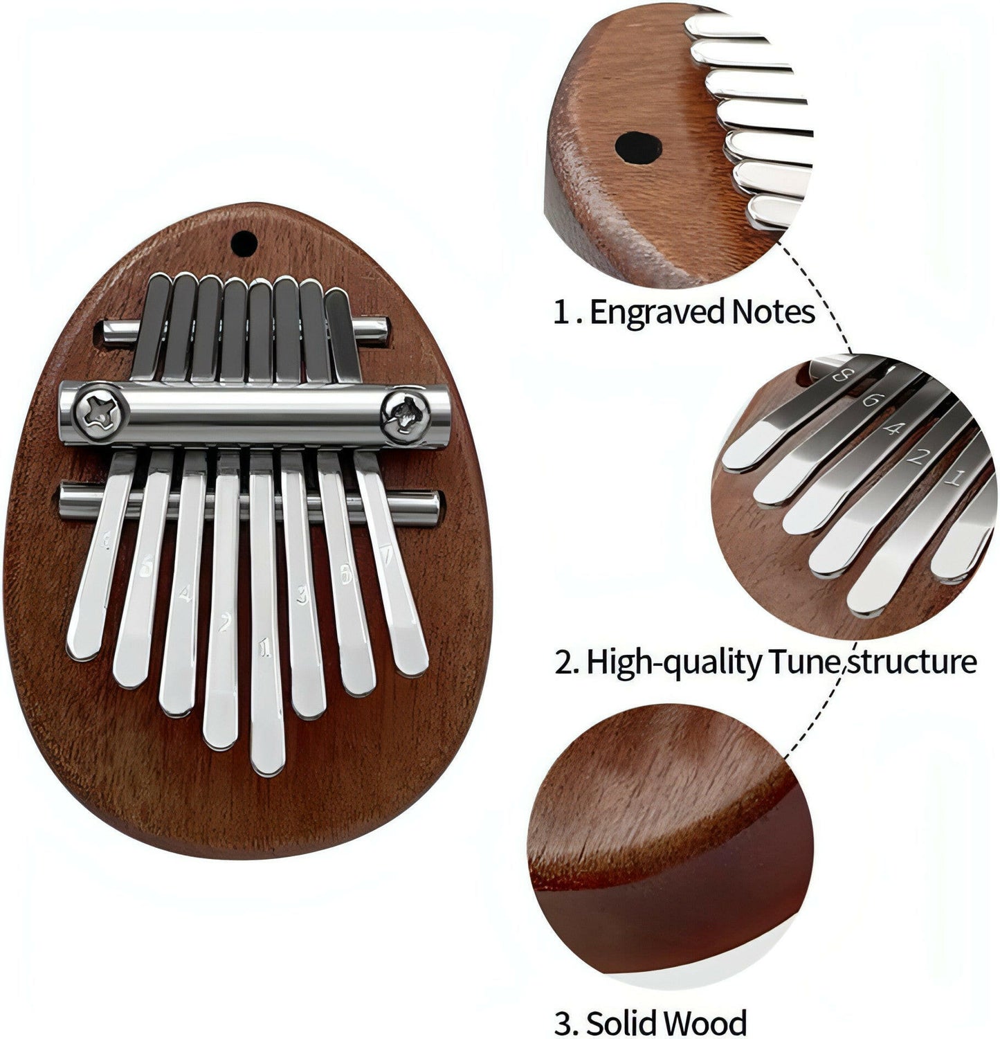Kalimba Thumb Piano 8 Keys - Portable Mini Size Finger Piano Marimba Musical Instruments Solid Wood Mibra Gift for Kids and Piano Beginners Professional (Mini Size)