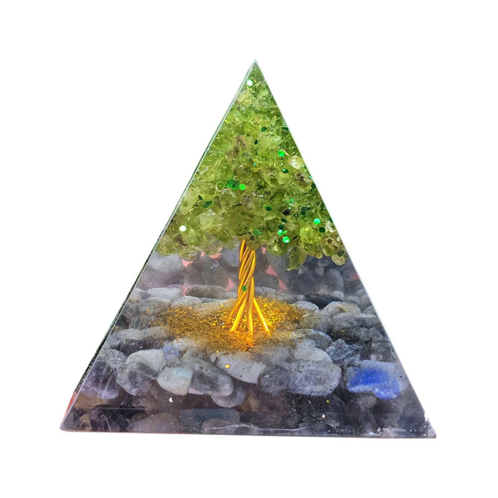 Natural Crystal Energy Orgonite Pyramid – Handmade EMF Protection & Healing Tool
