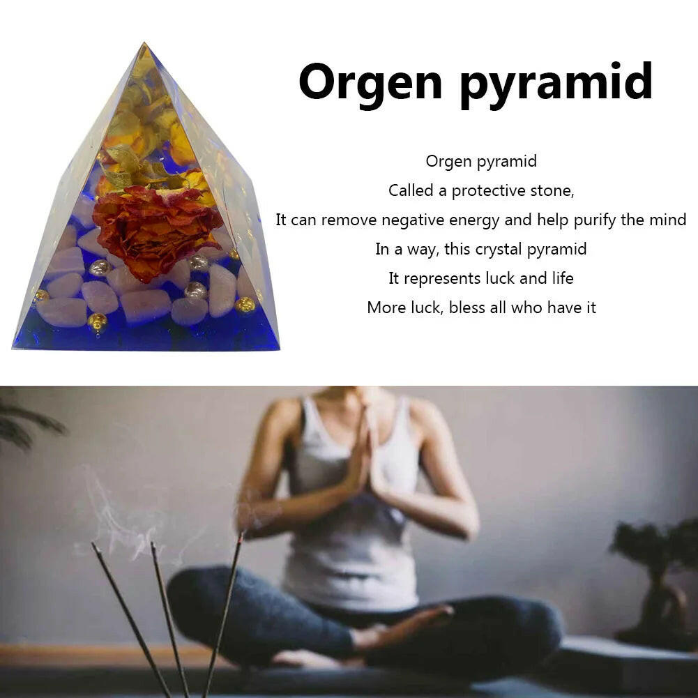 Natural Tiger Eye Orgonite Pyramid Crystals Energy Reiki Lucky Wealth Stone Crafts 