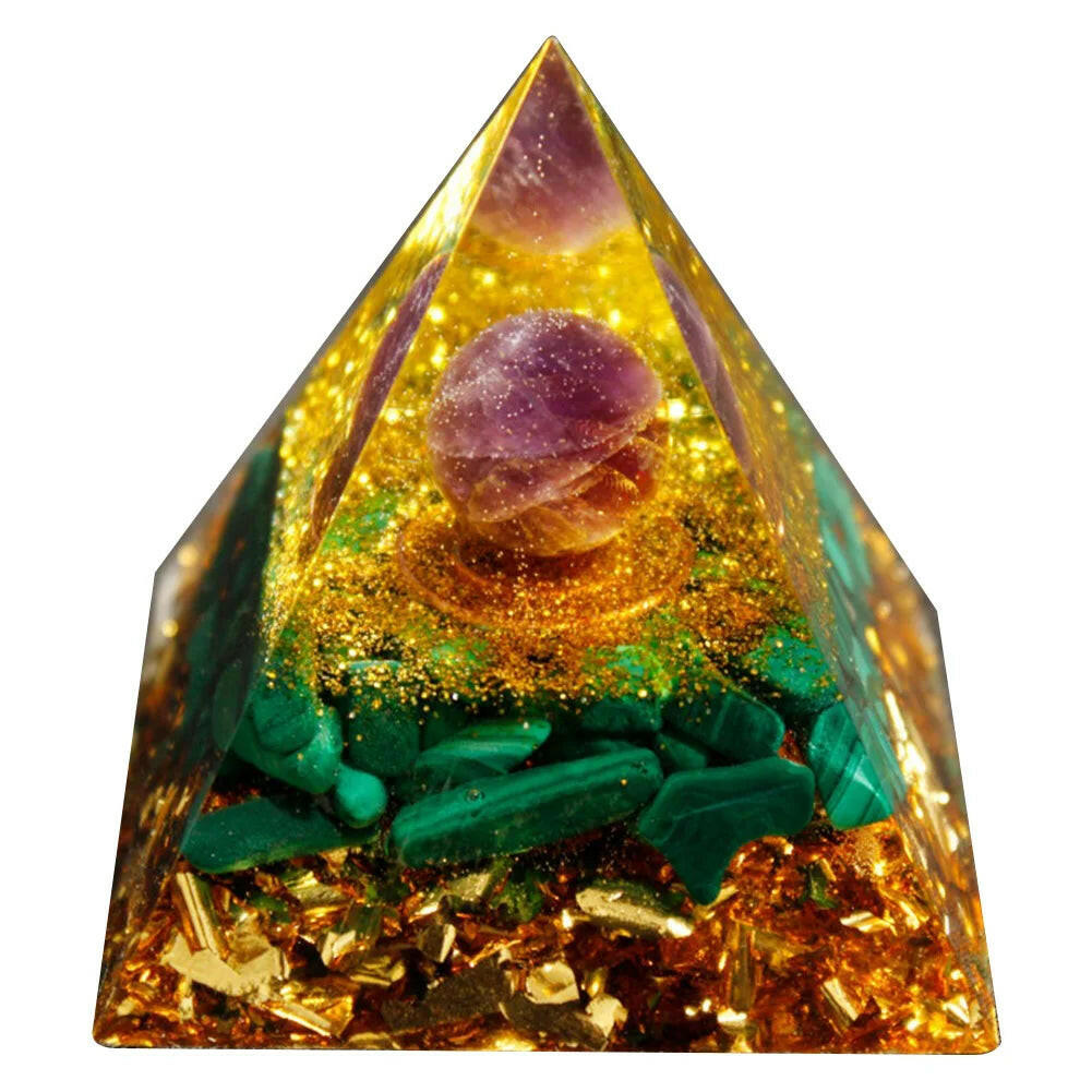 Natural Crystal Energy Orgonite Pyramid – Handmade EMF Protection & Healing Tool