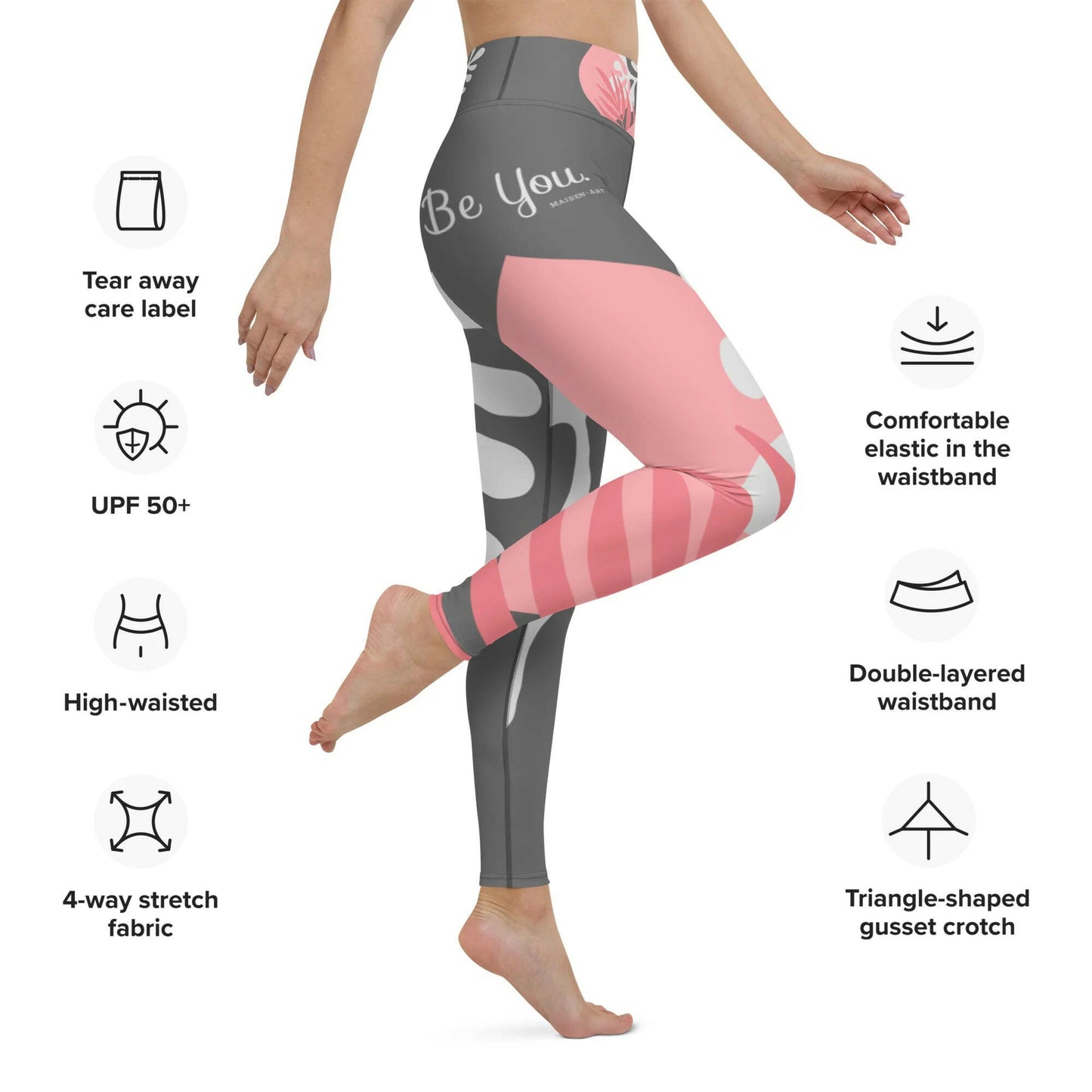 "Be You" Leggings - FLOWER BLACK.