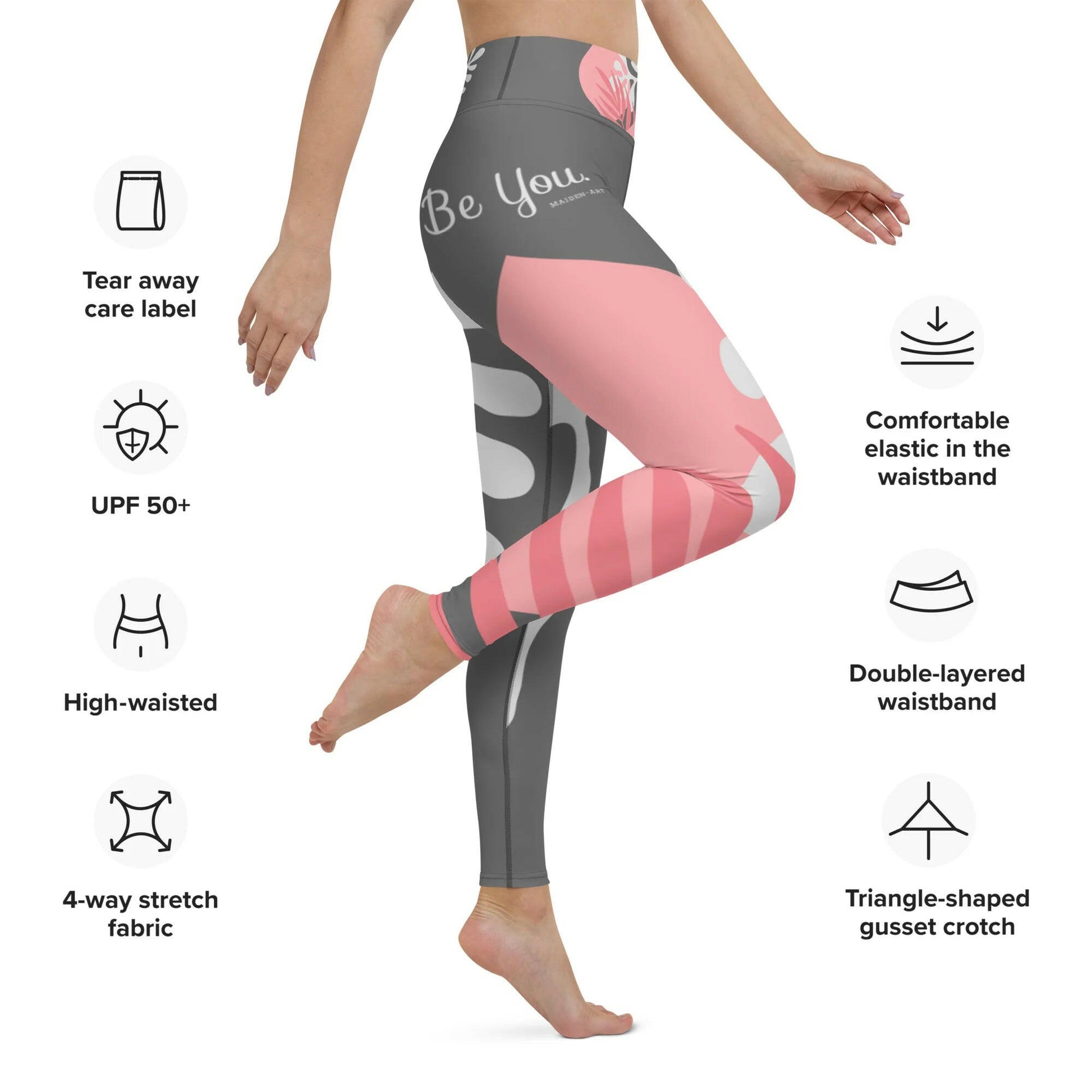 "Be You" Leggings - FLOWER BLACK.