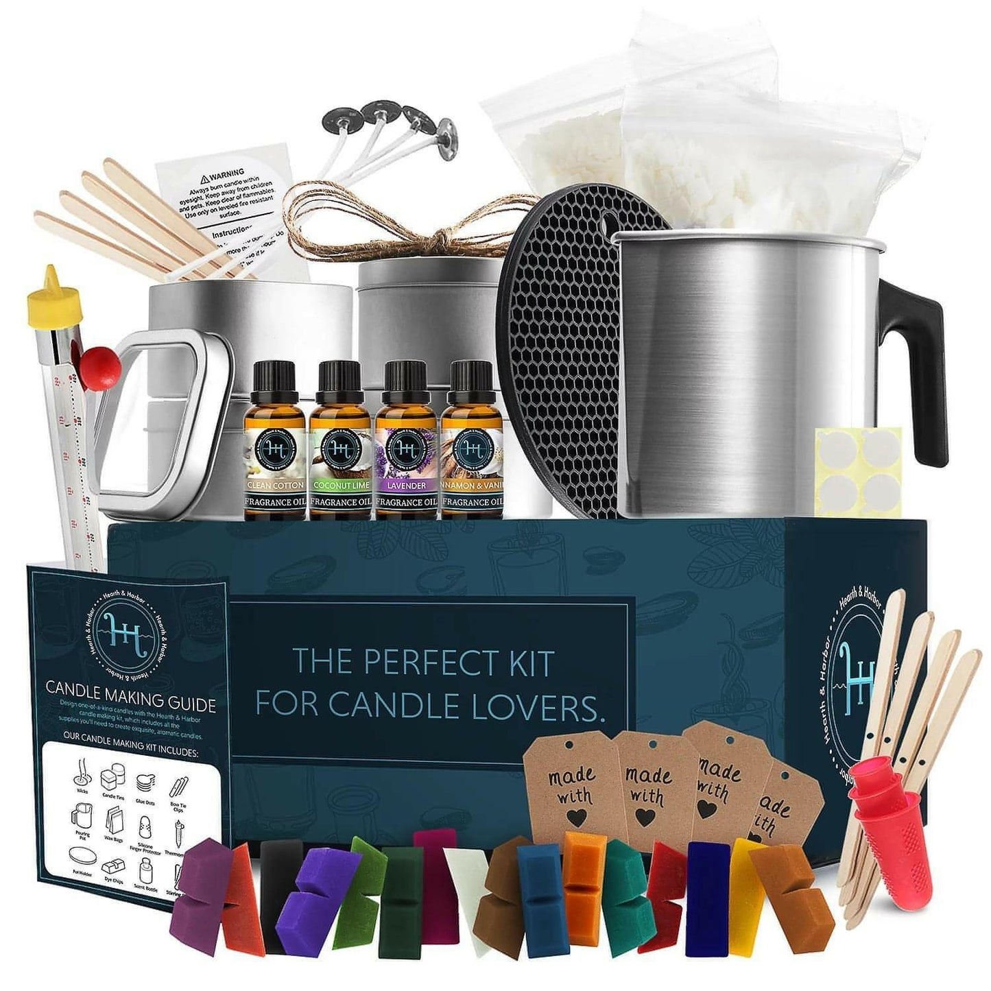 DIY candle making kit with 500 double-sided, heat-resistant 20mm round candle wick stickers.