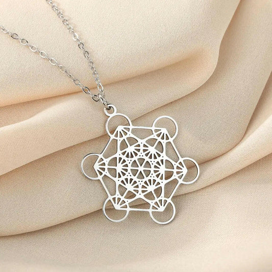 Kinitial Metatron Cube Pendant - Religiosus Symbol Necklace - Meditation Necklace Valentine'S Day Birthday Gift
