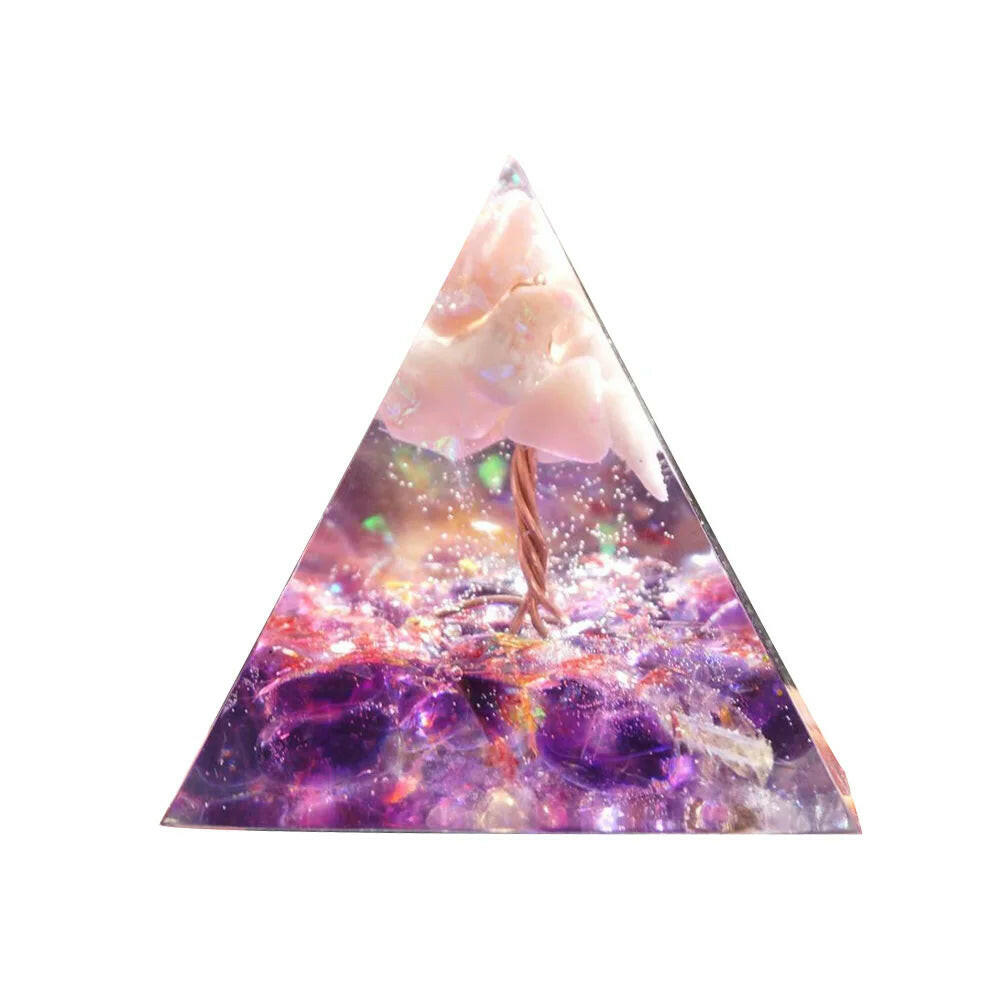Natural Crystal Energy Orgonite Pyramid – Handmade EMF Protection & Healing Tool