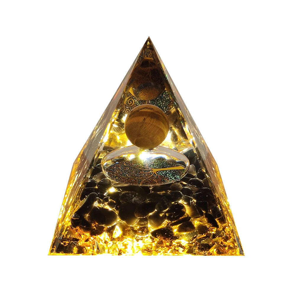 Natural Crystal Energy Orgonite Pyramid – Handmade EMF Protection & Healing Tool