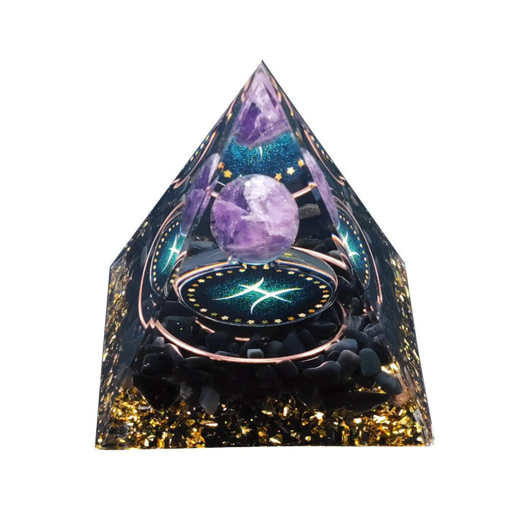 Natural Crystal Energy Orgonite Pyramid – Handmade EMF Protection & Healing Tool