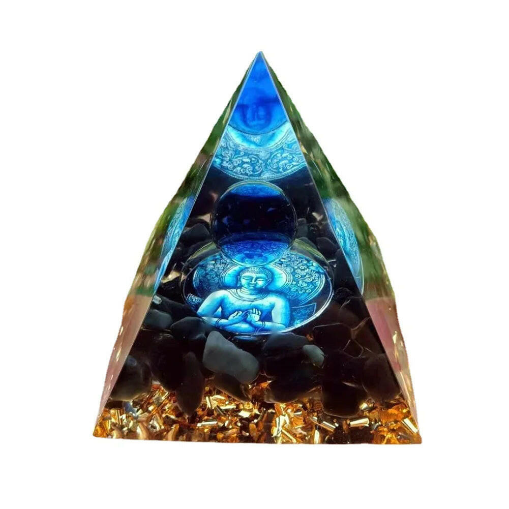 Natural Crystal Energy Orgonite Pyramid – Handmade EMF Protection & Healing Tool