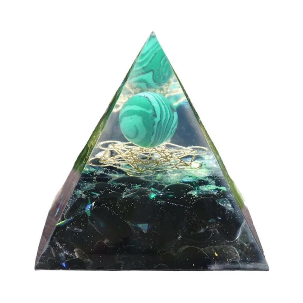 Natural Crystal Energy Orgonite Pyramid – Handmade EMF Protection & Healing Tool