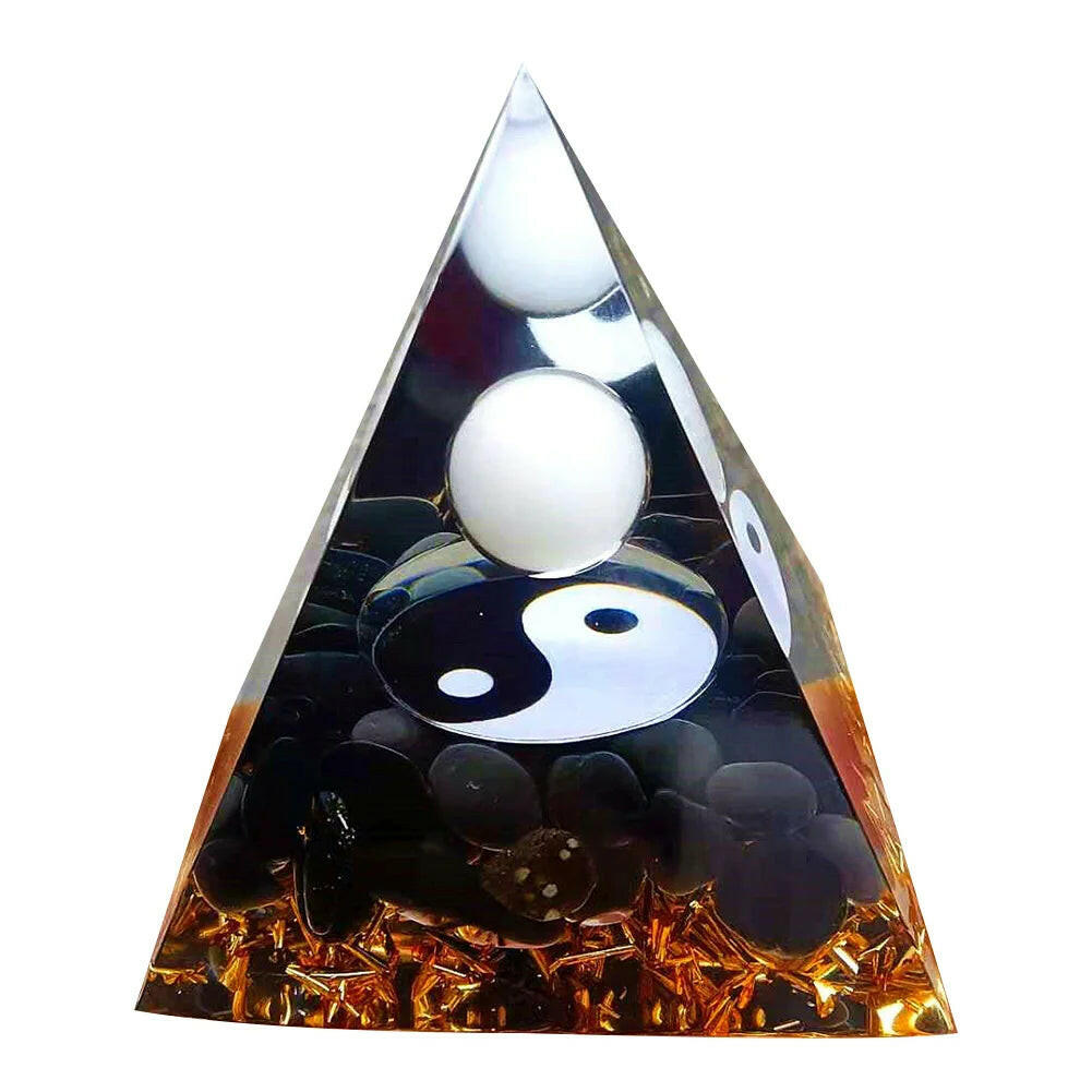 Natural Crystal Energy Orgonite Pyramid – Handmade EMF Protection & Healing Tool
