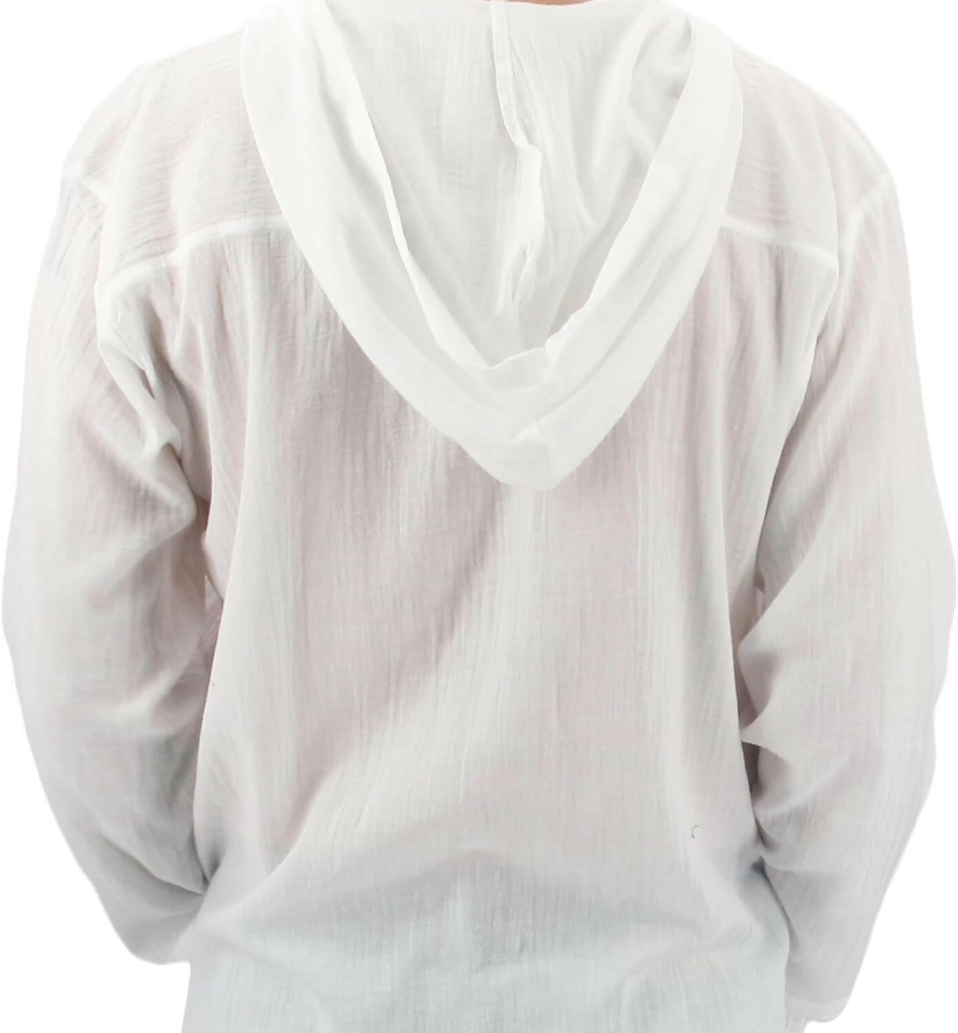 Men'S Hoodie Hippie Shirts Beach 100% Soft Cotton Top Yoga Shirt Boho